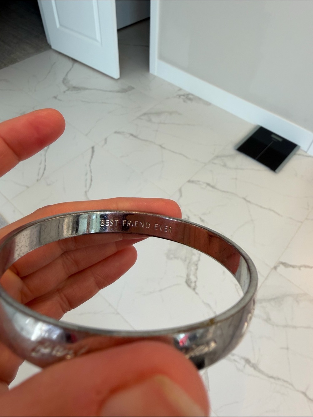kate spade Silver Engraved Script Bangle Bracelet - Picture 4 of 5